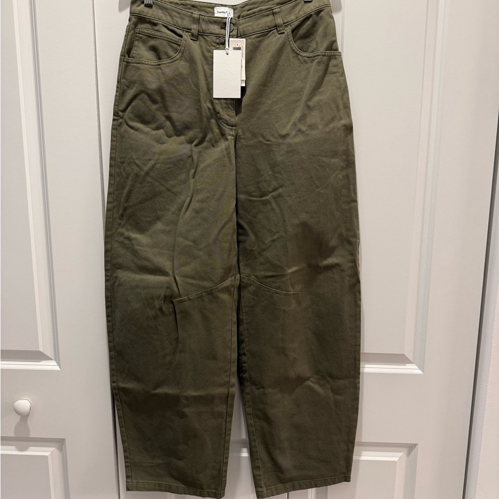 Olive Green Barrel Leg Pant